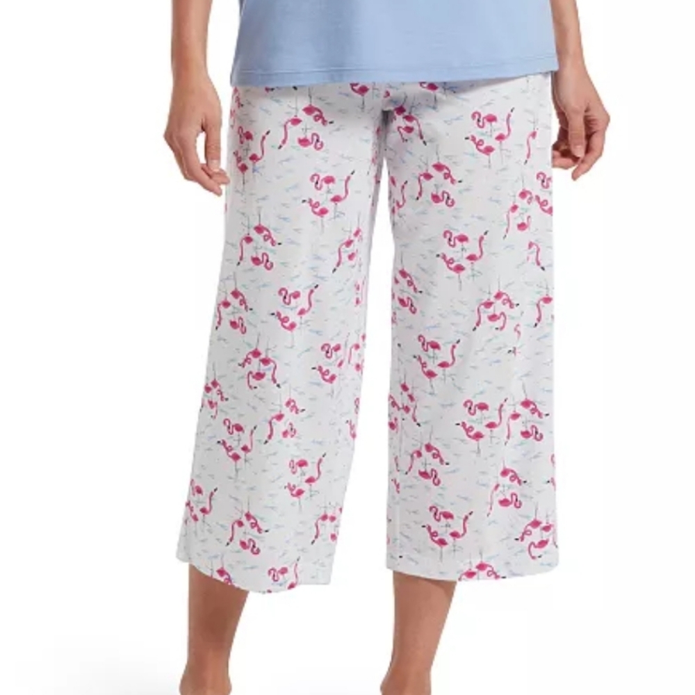 HUE Pink Flamingo print pajamas bottoms size Small nwt